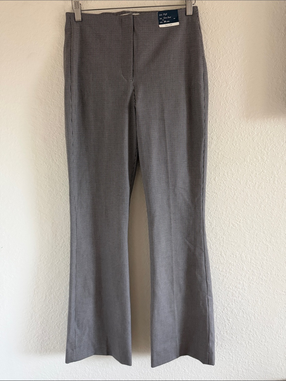 Abercrombie & Fitch high rise bootcut pants in beige houndstooth size 28/6 Long - Picture 6 of 10